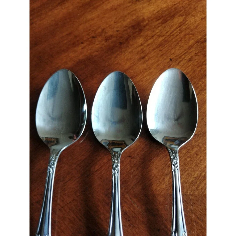 Lot 3x Dinner Spoon Tablespoon Korea Rogers Stainless Flatware Dream Rose 6.9
